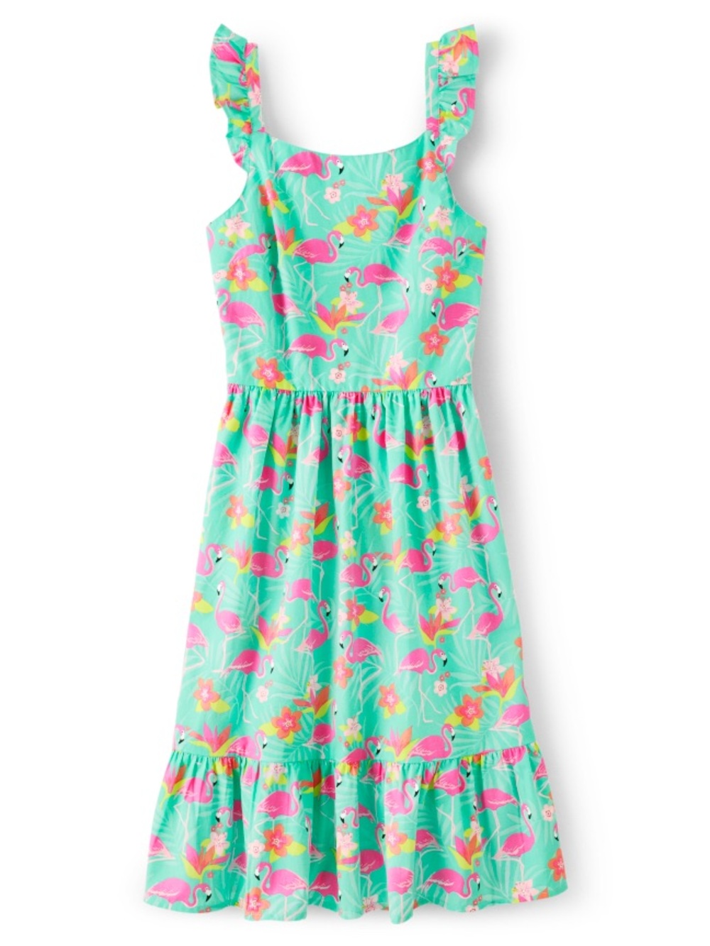 Gymboree Flamingo Ruffle Tropical Dress Size Medium - Picture 1 of 8